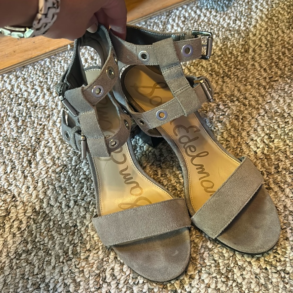 Sam Edelman gray suede heel sandals, size 7.5